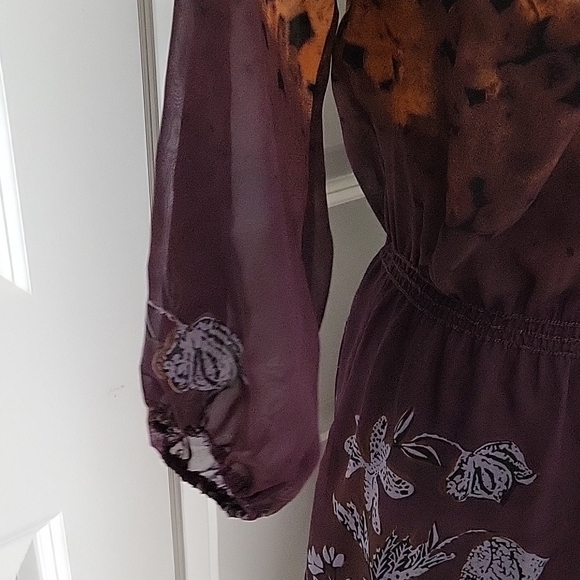 Max Studio Sheer Tunic Floral Womens Orange & Purple Dess Size Small - Picture 8 of 10